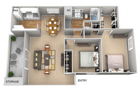 B1 | 2 Bed / 2 Bath | 854 Sq Ft at The Frederick, San Antonio, TX 78240